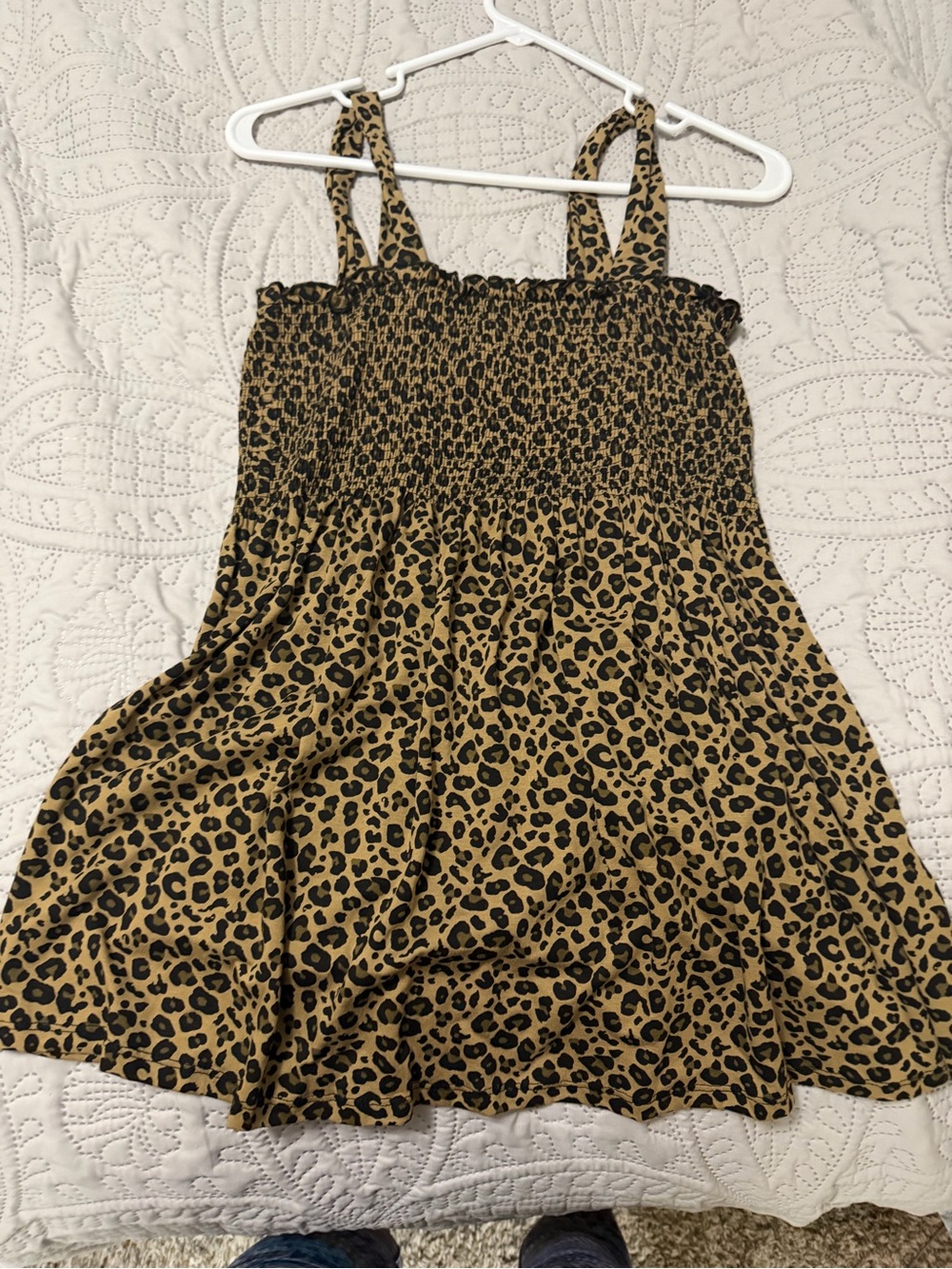 Leopard Print Smocked Casual Tank Top - Black and Tan